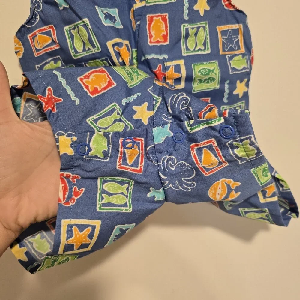Vintage Baby Oshkosh B'gosh Overalls 12 Month Sea Life Ocean Fish Crab Deadstock